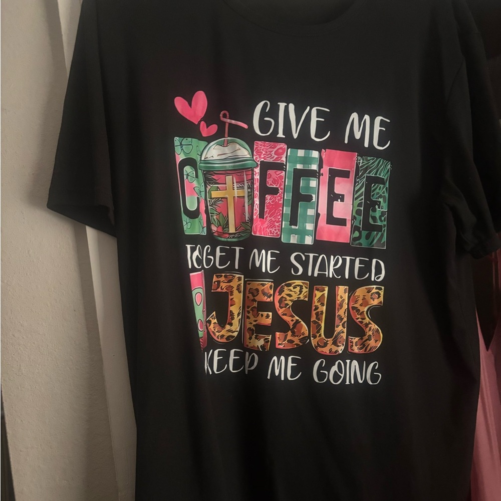 Black Graphic Tee with Colorful Print
